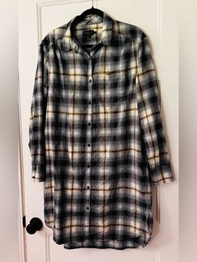 Pendleton Plaid Tunic Shirt Dress Large 100% Cotton Button Front Pockets Shacket